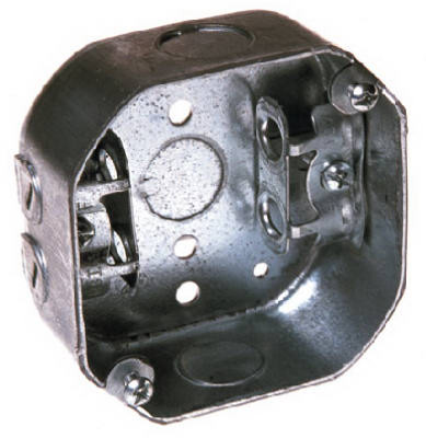 Octagon Electrical Box, BX Clamps, 4 x 1-1/2 In. Deep