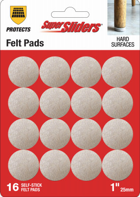 Super Sliders 1 In. Round Beige Felt Furniture Pads (16-Piece)