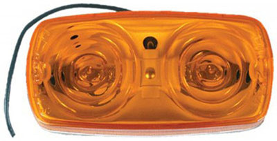 LED Marker Light, Amber Bulls Eye With White Base, 4 x 2-In.