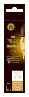 LED Vintage Candelabra Light Bulb, Medium Base, 4 Watt