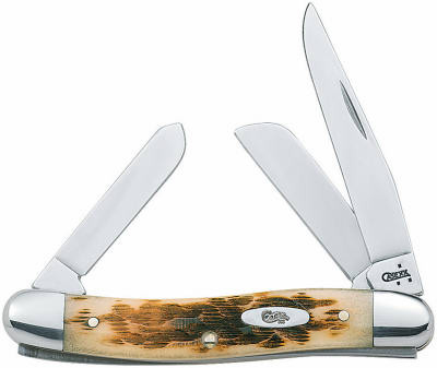 Stockman Pocket Knife, Stainless Steel/Amber Bone, 3-5/8-In. Closed