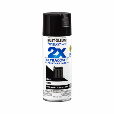 Painter's Touch 2X Spray Paint, Gloss Black, 12 oz.