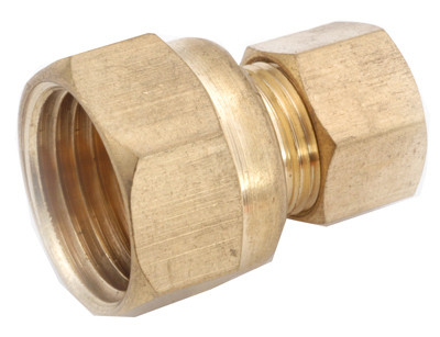 Pipe Fitting, Adapter, Lead Free Brass, 1/2 Female Compression x 3/8 In. Male Compression