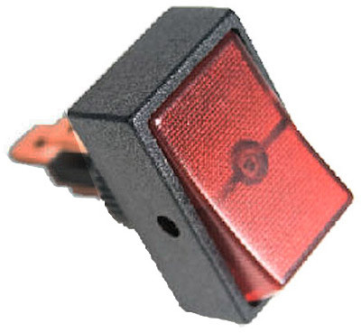 Rocker Switch, Red, 1/2 In., 20A