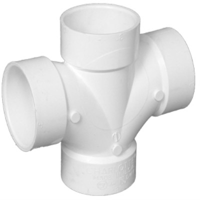 Schedule 40 DWV PVC Double Sanitary Tee, 4 In.