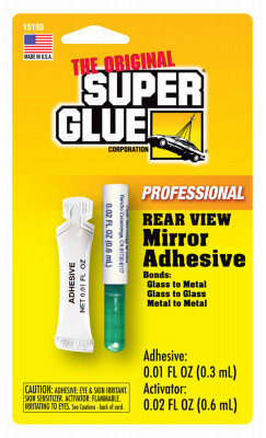 Super Glue Rear View Mirror Adhesive, Professional Strength, .01 Fl. oz.