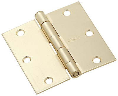 Door Hinge, Interior, Square-Edge, Satin Brass, 3 In.