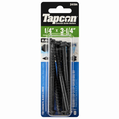 1/4" X 3-1/4" HEX HEAD BLACK SCREW ANCHOR 8-Ct.