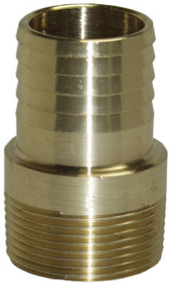 Male Adapter with Barbed End, Yellow Brass, 1 In.