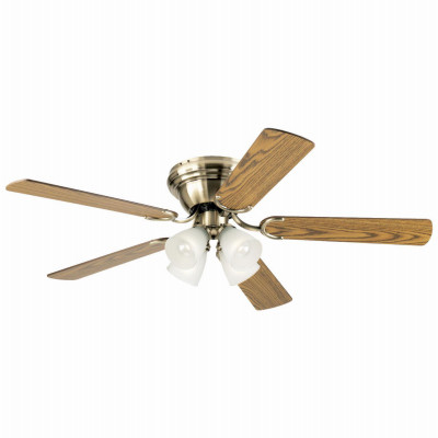 Contempra IV Ceiling Fan + Light Kit, Antique Brass, 52-In,