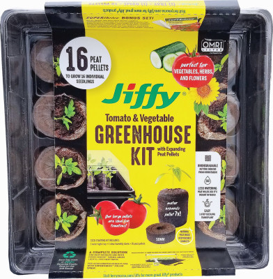 Peat Pellet Tomato Greenhouse, 11 x 11 In., 16-Count