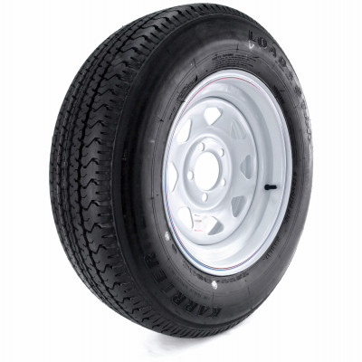 Loadstar Karrier Radial Trailer Tire & 5-Hole Custom Spoke Wheel (5/4.5), 205/75R-15 LRC