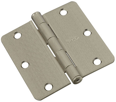 Door Hinge, Interior, Satin Nickel, 3 In.