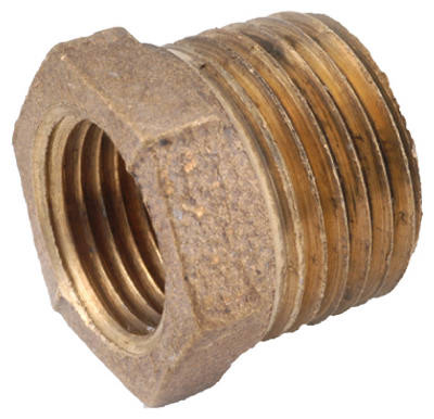 Pipe Fitting, Hex Reducing Bushing, Lead Free Brass, 3/8 x 1/8 In.