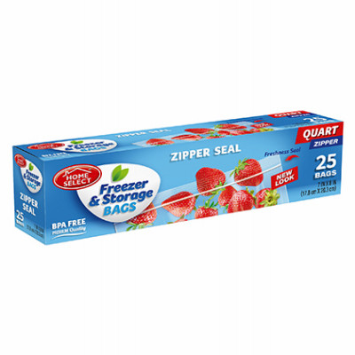 Freezer Bags, Zipper Seal, Qt., 25-Ct.