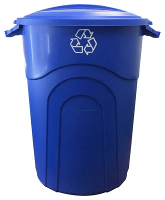 Recycle Trash Can, Blue, 32 Gallon (6 pieces)