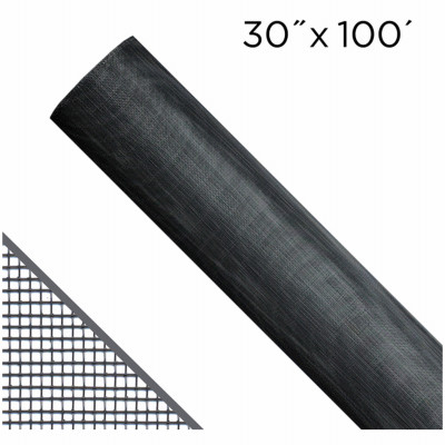 Aluminum Insect Window Screen, Black, 30 In. x 100 Ft.
