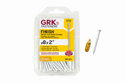 GRK White Finish/Trim #8 x 2" Screws 100-Ct.