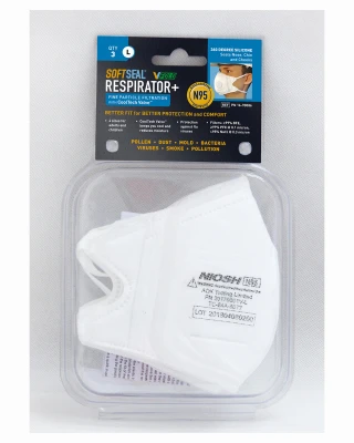 N95 Valved Safety Mask, L, 3-Pk.,