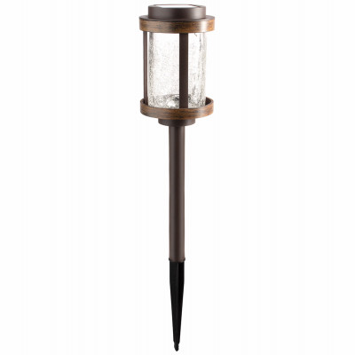 Solar Stake Lights, Black Metal/Plastic, Crackle Glass Lens, 4-Pk.