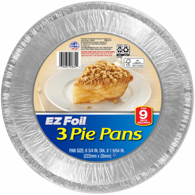 EZ Foil Pie Pans, 1-9/64 x 8-3/4 in. Dia., 3-Ct. (12 pieces)