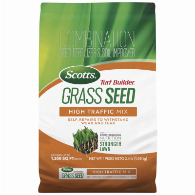 Turf Builder Grass Seed High Traffic Mix, 2.4 Lbs., Covers 400 Sq. Ft.