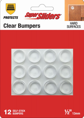 Super Sliders 1/2 In. Clear Round Furniture Wall Bumper (12-pack)