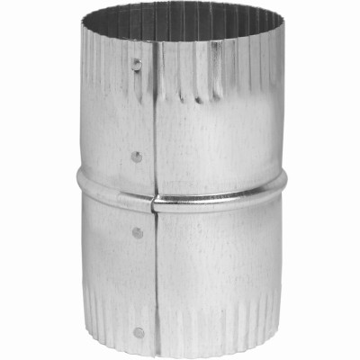 HVAC Duct Pipe Connector, Round, Crimped Ends, Galvanized, 4 In.