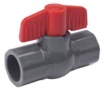 Solvent Ball Valve, Gray PVC, 2 In.