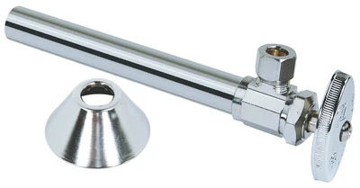 Chrome Angle Sweat Stop Valve, 5/8 x 3/8-In.  With 5" Sweat Extension