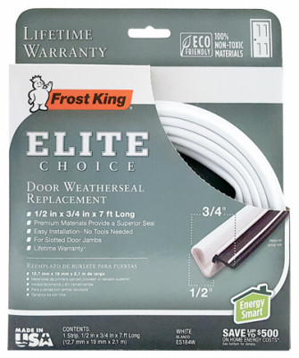 Elite Choice Door Weatherseal, White, 1/2 x 3/4 x 17 In.