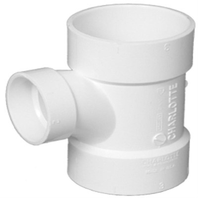 Schedule 40 DWV PVC Pipe Reducing Tee, 3 x 2 In.