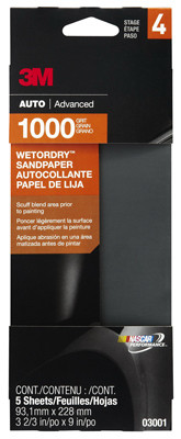 Sandpaper, Automotive, 1000 Grit, 3-2/3 x 9 In., 5-Pk.