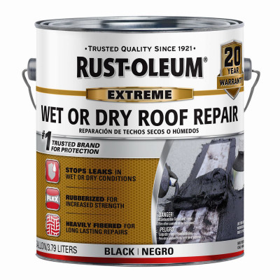 Wet Roof Leak Stop Cement Patch, Black, 1-Gallon
