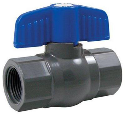 Threaded Ball Valve, Gray PVC, 1-1/2 In.