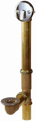 Trip Lever Bath Drain Assembly, Brass, Polished Chrome Trim, 1-1/2 In.