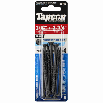 3/16" X 2-3/4" STAR HEAD BLACK SCREW ANCHOR 8-Ct.