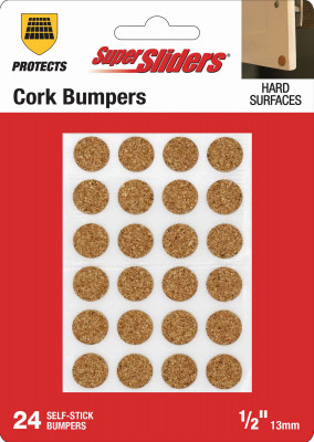 Super Sliders 1/2 In. Bumpers Round Cork Furniture Pads (24-Piece)