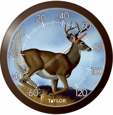 White Tail Deer Thermometer, 13.25 In. Round