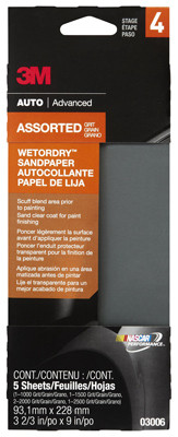 Wet/Dry Sandpaper, 5-Piece, 3-2/3 x 9 In.