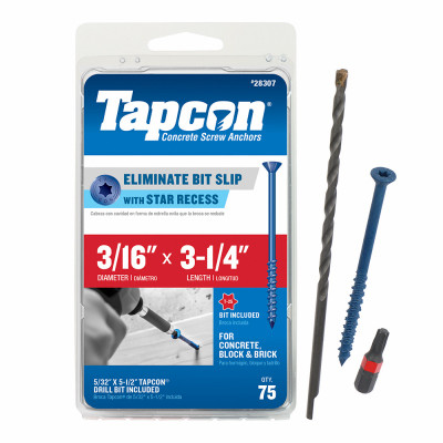 3/16" x 3-1/4" STAR HEAD SCREW ANCHOR 75-Ct.
