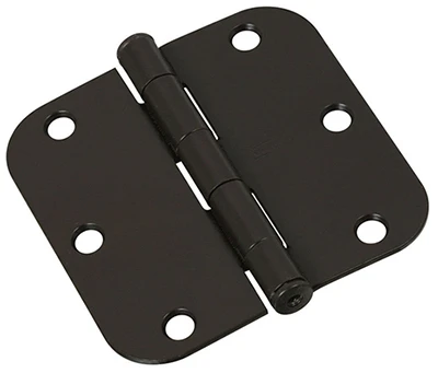 Door Hinge, Interior, Round-Edge, Oil-Rubbed Bronze, 3-1/2 In., 3-Pk.