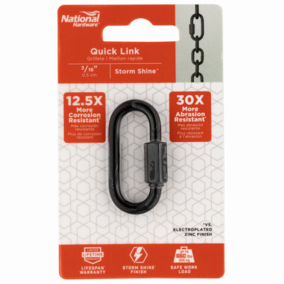 Quick Chain Link, Black, 3/16 In.