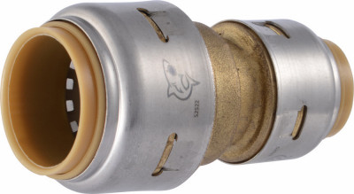 Push-Fit Reducing Pipe Coupling, Lead Free, 3/4 x 1/2 In.