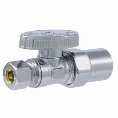 Brass Ball Straight Valve, Quarter Turn, 1/2 x 3/8 In.