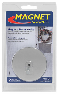 Magnetic Decor Hooks, Holds 35 Lbs. Each, 2-Pk.