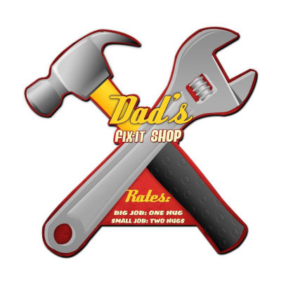 3D Embossed Metal "Dad's Fix-It Shop" Sign, Indoor/Outdoor Use