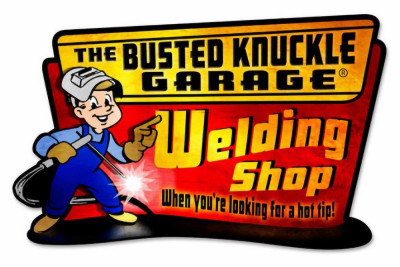 3D Embossed Metal "Busted Knuckle Garage" Sign, Indoor/Outdoor Use