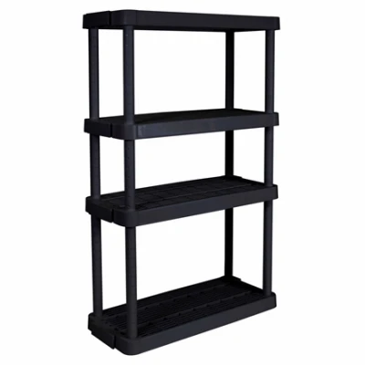 4-Shelf Shelving Unit, Black Plastic,  31 x 16 in. x 56 in.