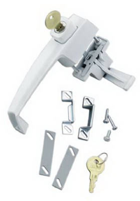 Keyed Button Door Latch, Out Swinging, White